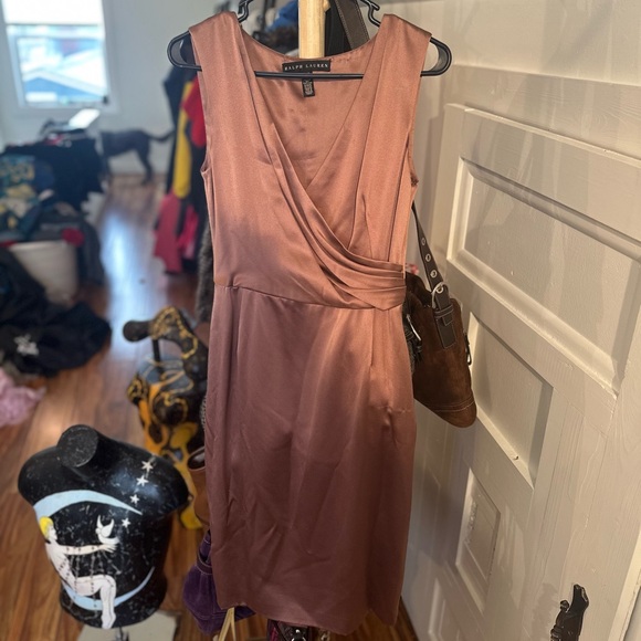 Vintage Ralph Lauren Black Label Dusty Rose Blush 100% silk dress - Picture 3 of 13